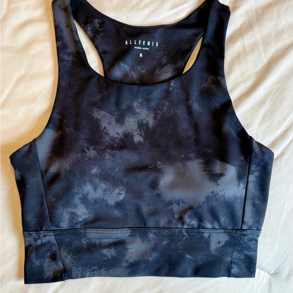 NWOT-All Fenix Arusha Size M Camo Print Black Sports Bra